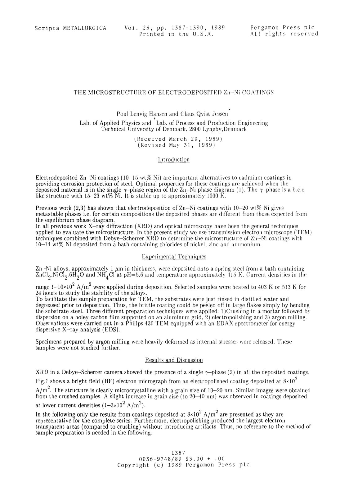 First page of THE MICROSTRUCTUf{E OF ELE(TrRODEPOSITEI) Zn-Ni COATINGS