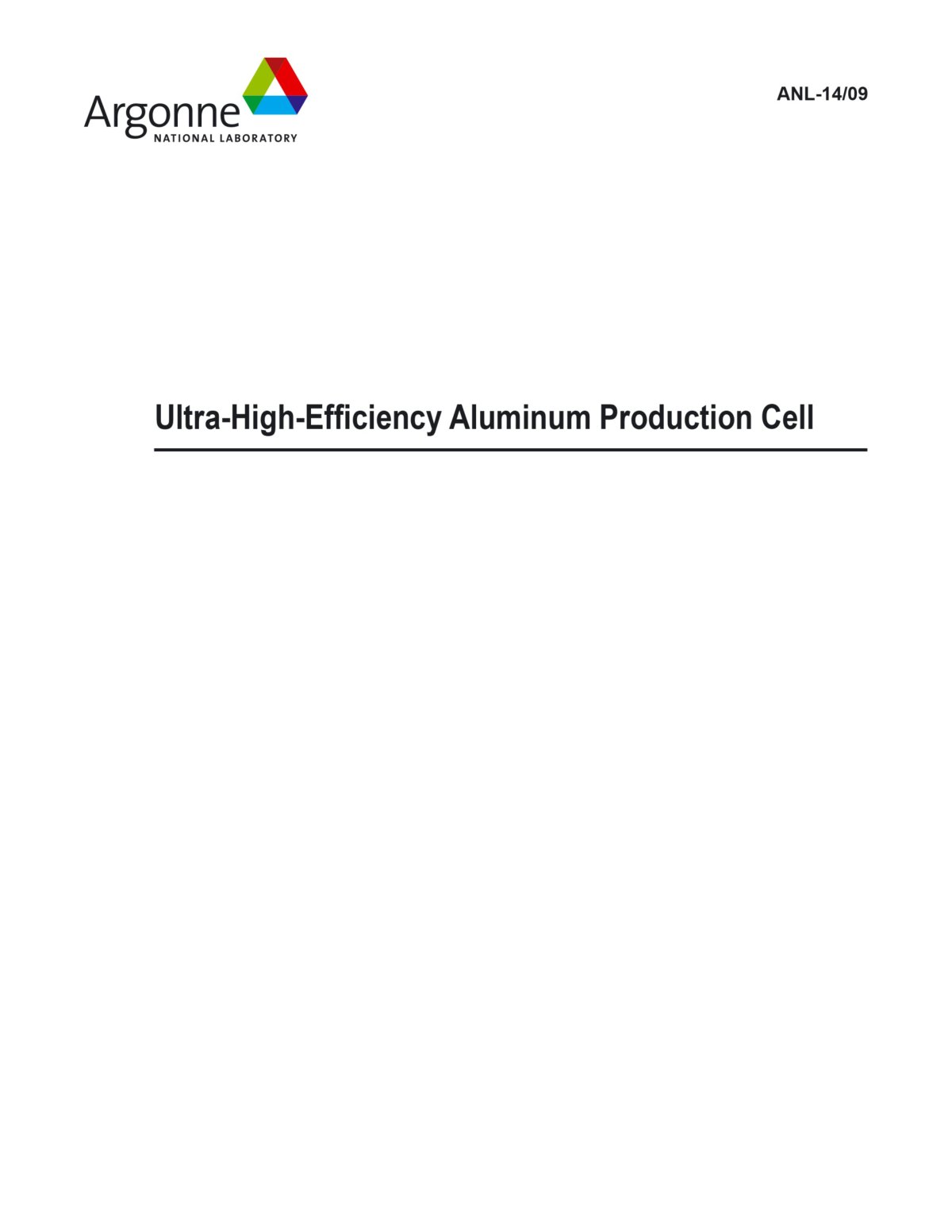 First page of Ultra High Efficiency Aluminum Productio
