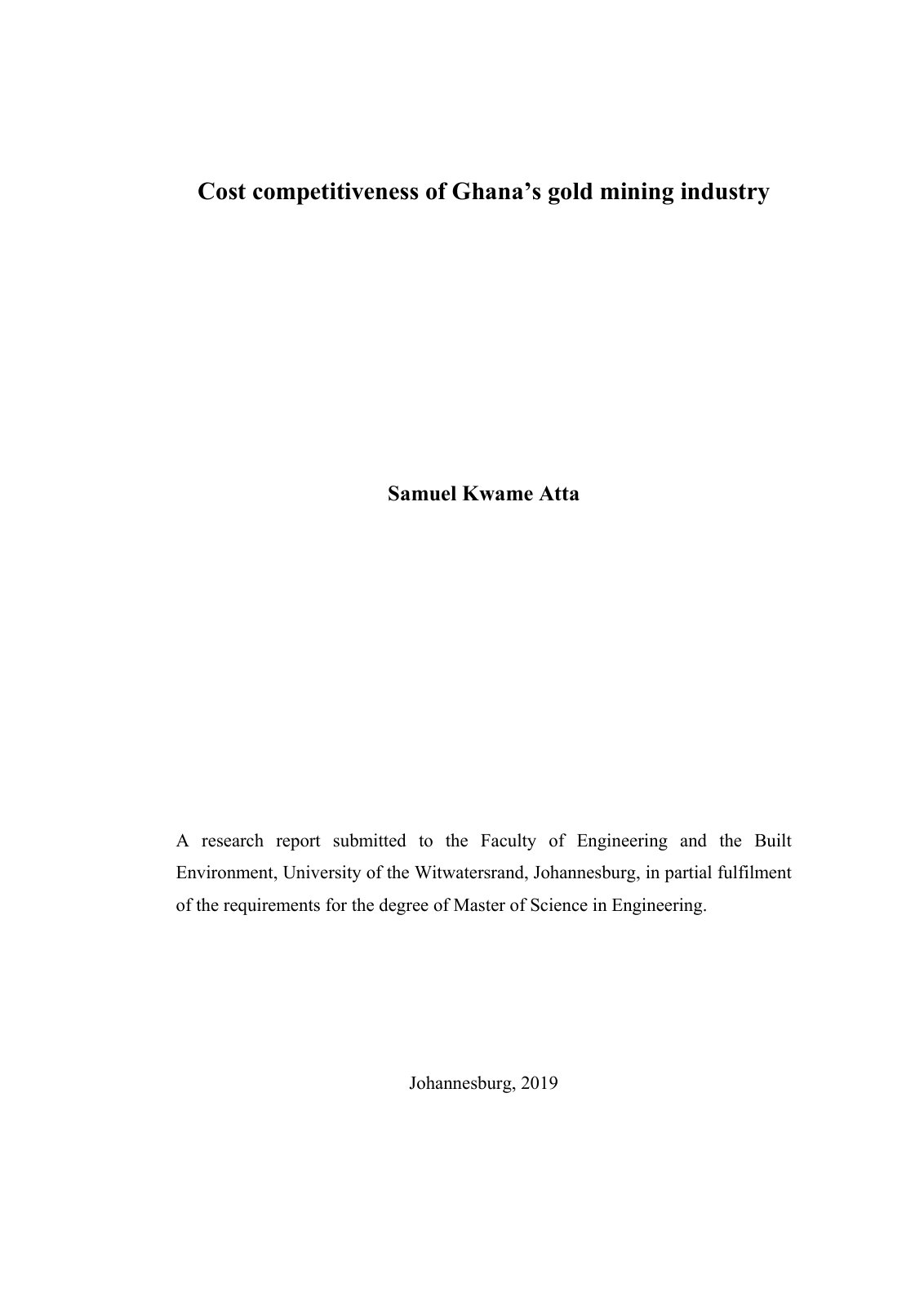 First page of Cost competitiveness of Ghana s gold min