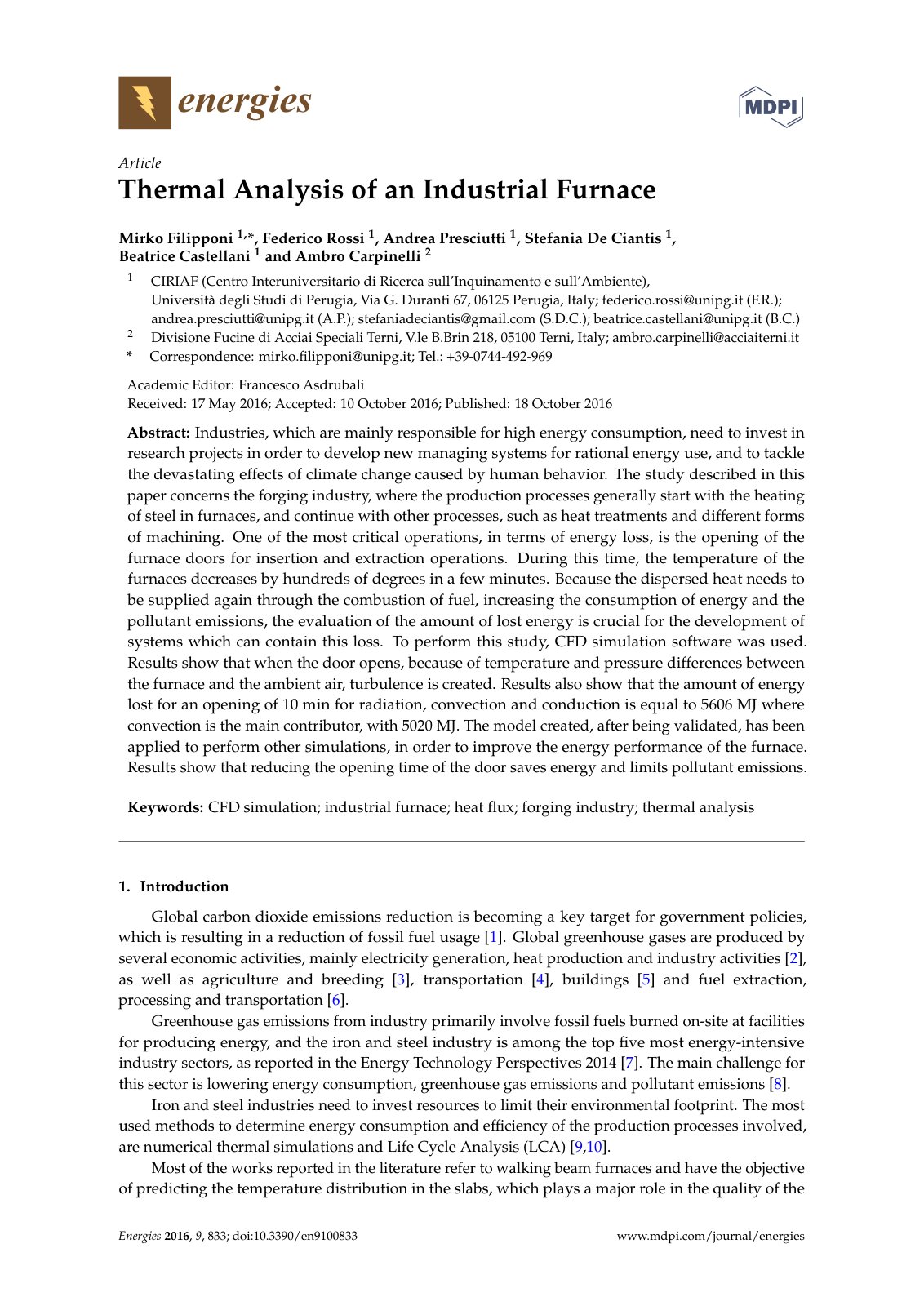 First page of Thermal Analysis of an Industrial Furnac