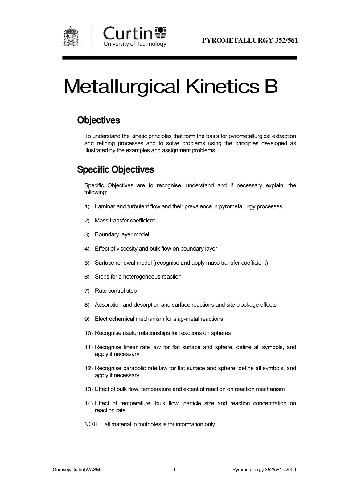 First page of KineticsB2009