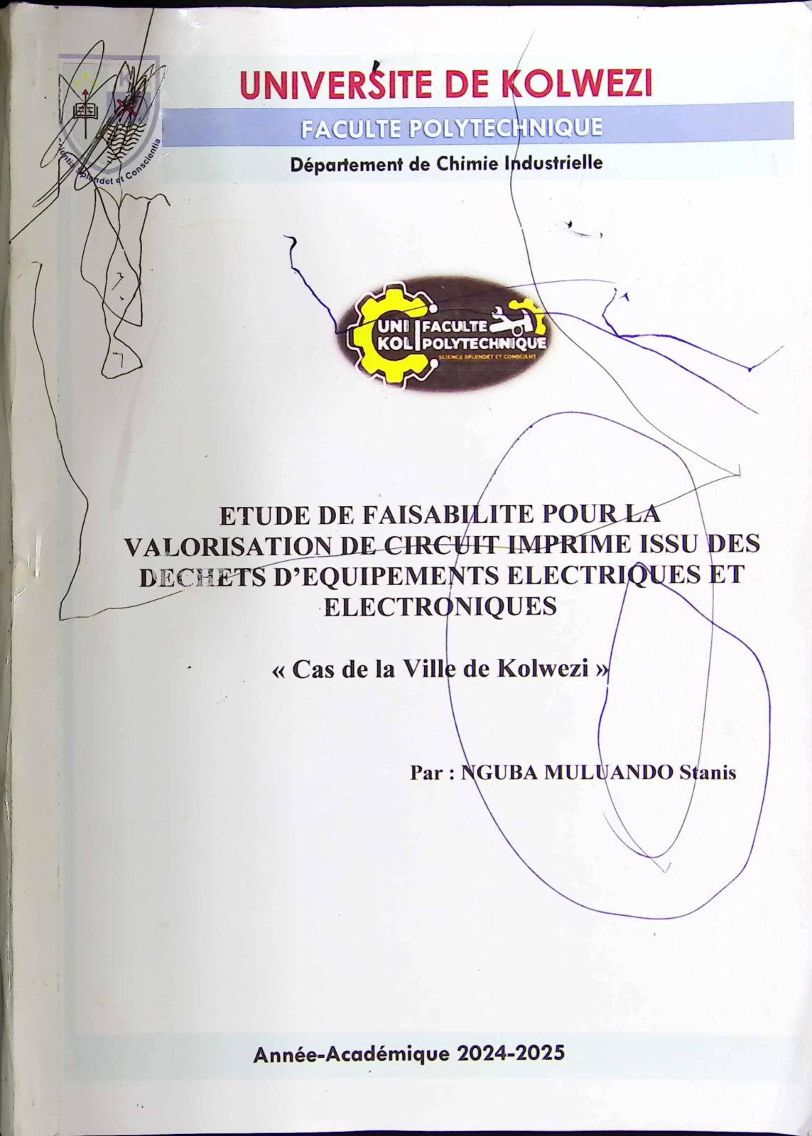 First page of ETUDE DE FAISABILITE POUR LA VALORISATION DE CIRCUIT IMPRIMÉ ISSU DES DÉCHETS D'ÉQUIPEMENTS ÉLECTRIQUES ET ÉLECTRONIQUES « Cas de la Ville de Kolwezi »