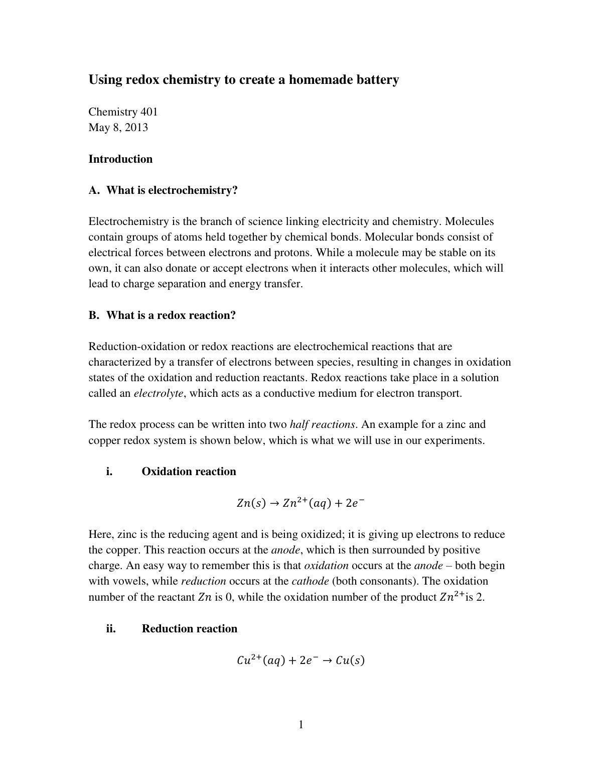 First page of GAANN exp 4 Electrochemistry