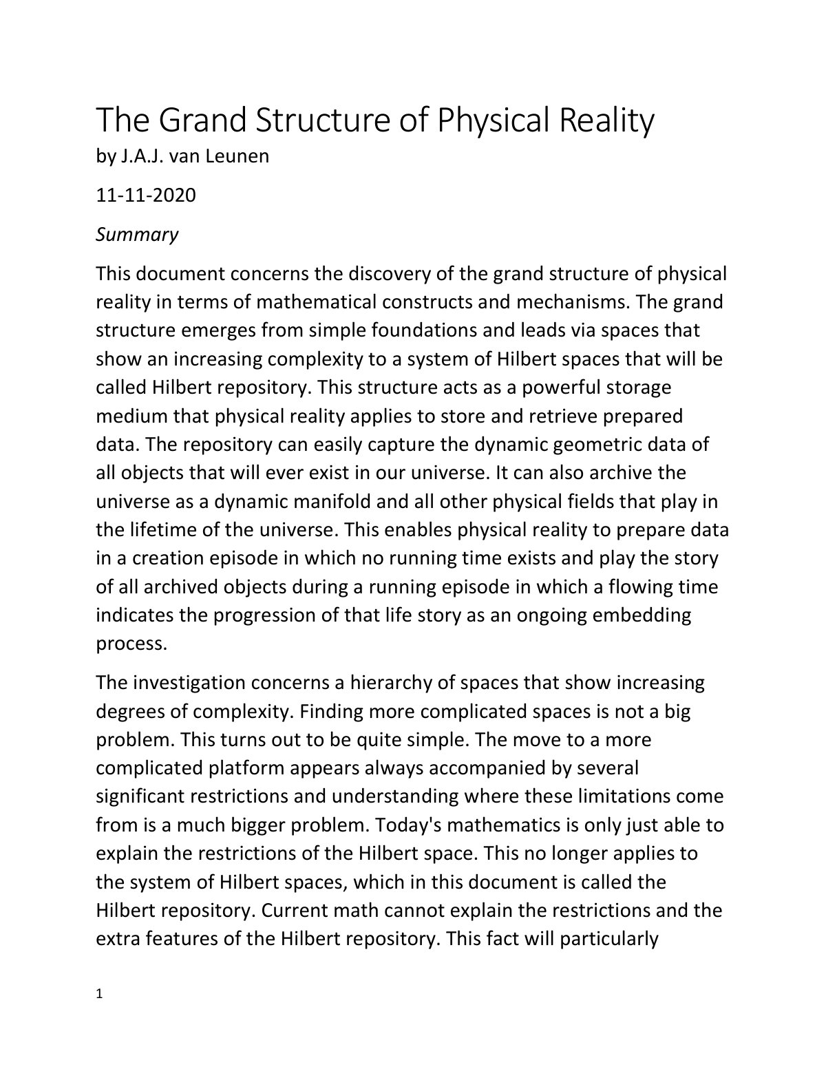 First page of The Grand Structure of Physical Reality
