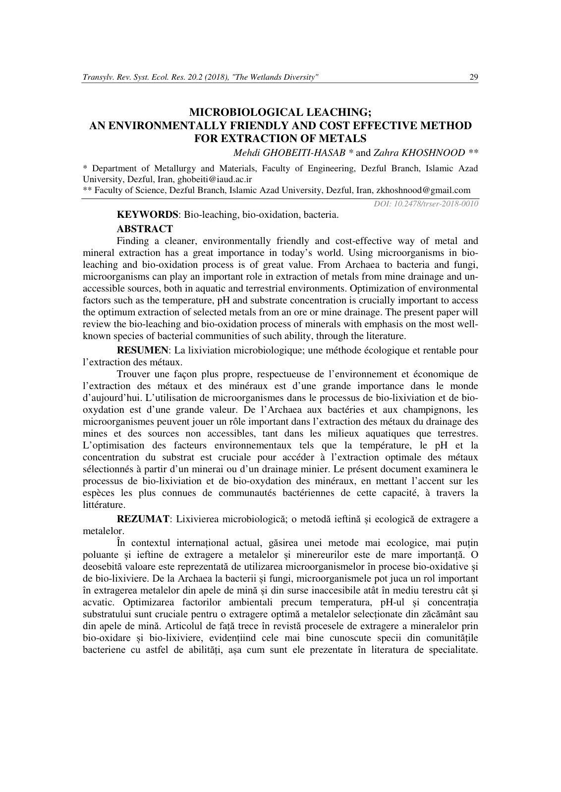 First page of Microbiological Leaching an Environmenta