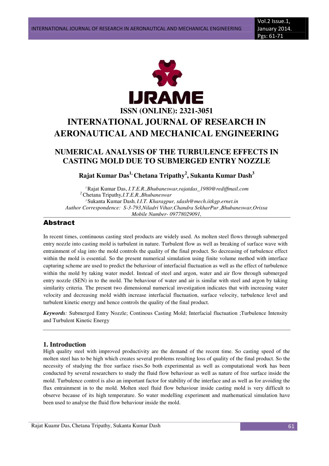 First page of NUMERICAL ANALYSIS OF THE TURBULENCE EFF