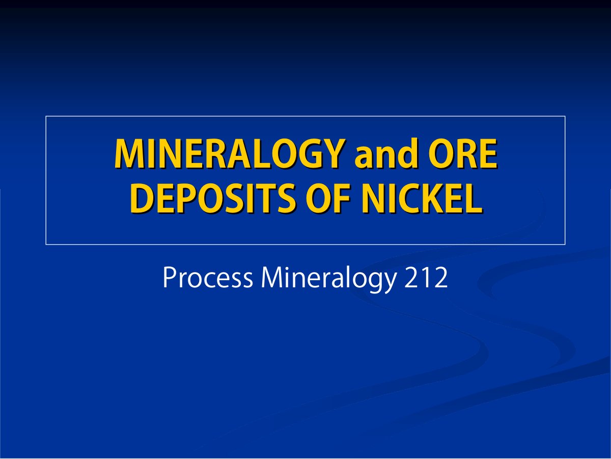 First page of 18. NICKEL ORES   slides