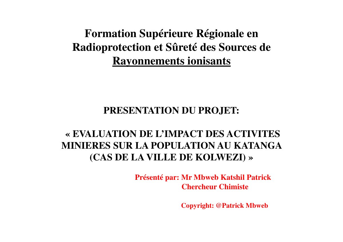 First page of EV ALUATION DE L’IMPACT DES ACTIVITES MINIERES SUR LA POPULATION AU KATANGA (CAS DE LA VILLE DE KOLWEZI)