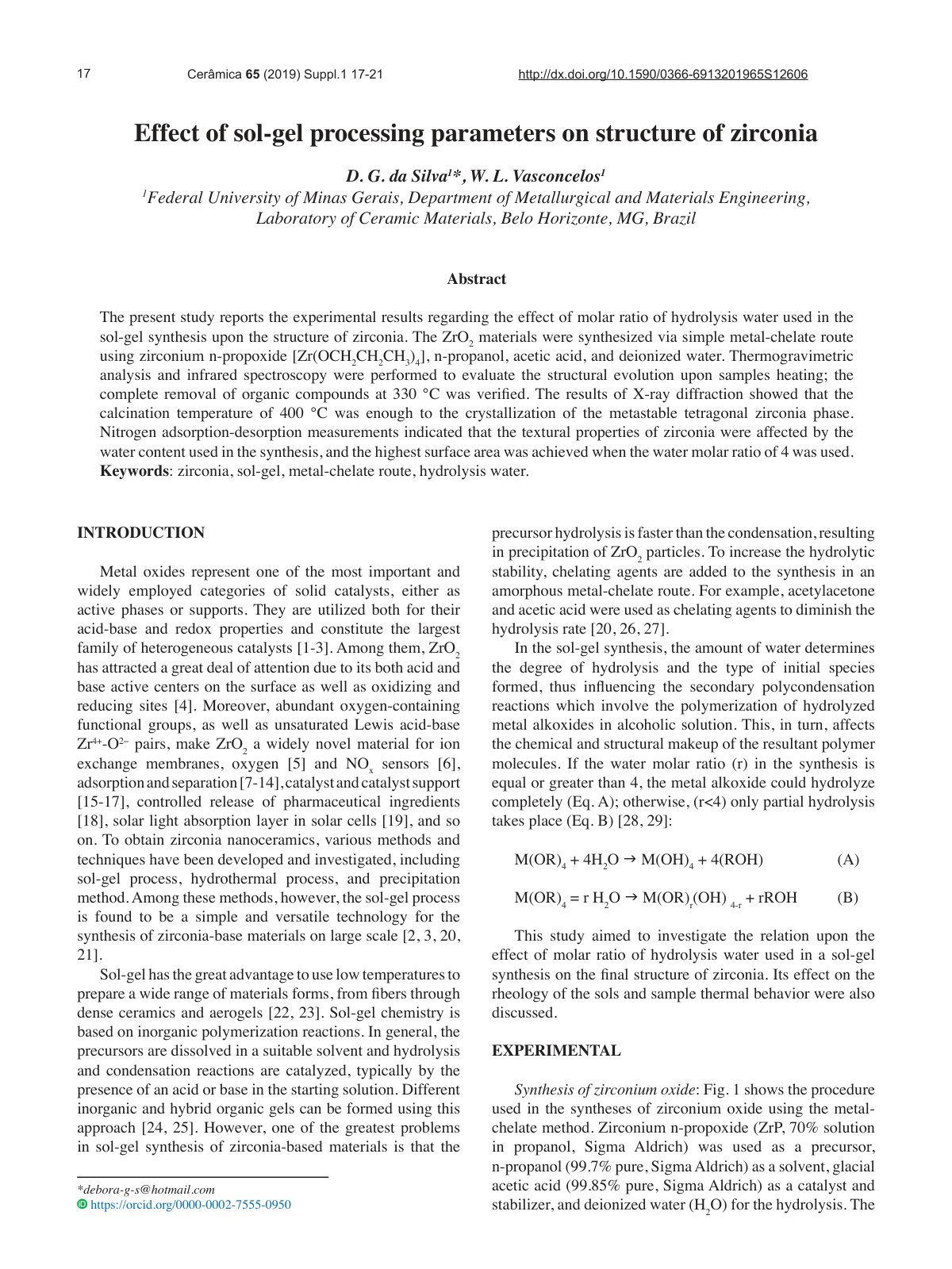 First page of Effect of sol gel processing parameters