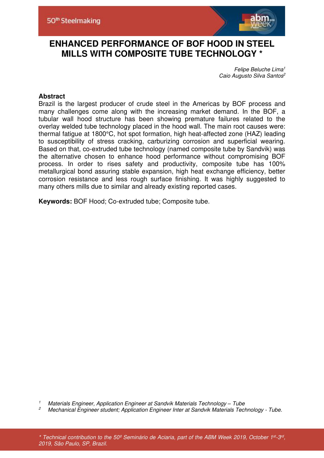 First page of ENHANCED PERFORMANCE OF BOF HOOD IN STEEL MILLS WITH COMPOSITE TUBE TECHNOLOGY