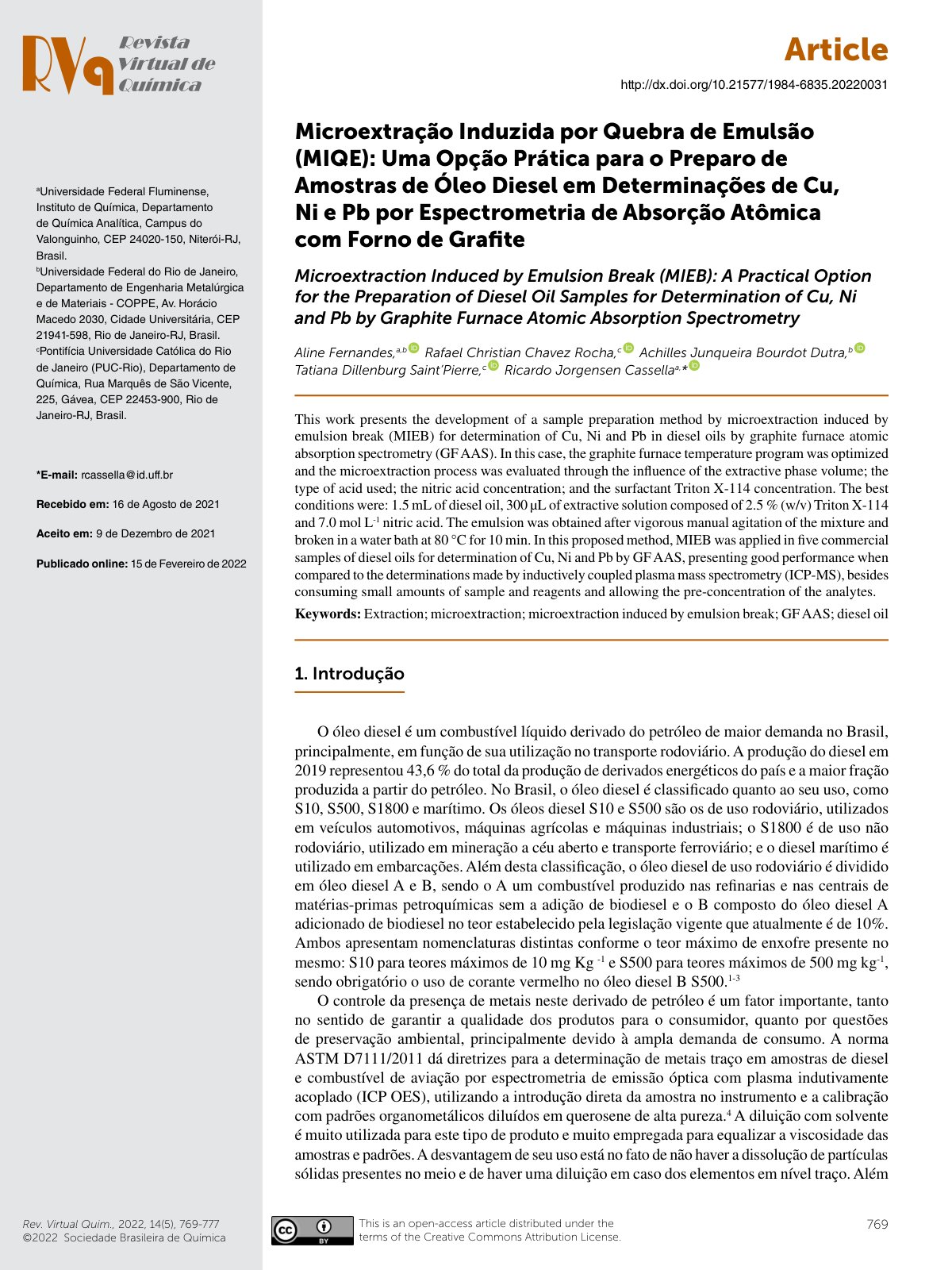 First page of Microextraction Induced by Emulsion Brea