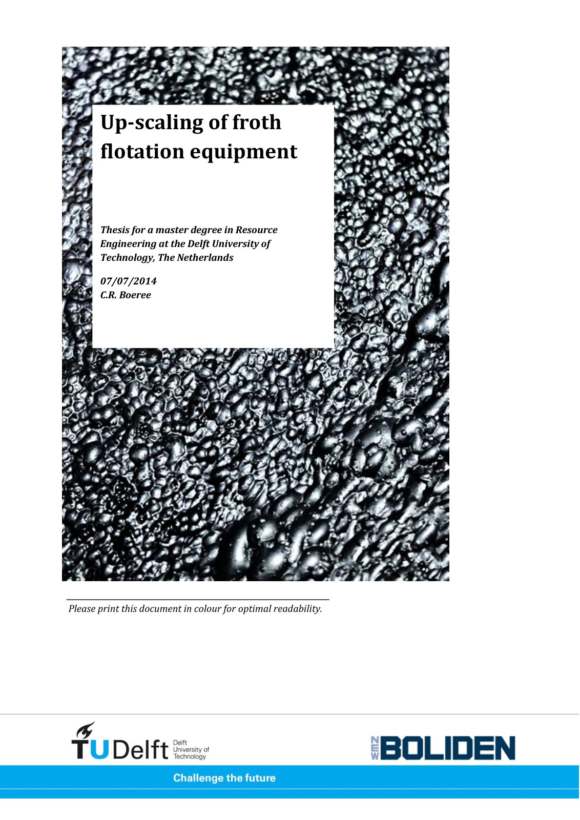 First page of Up-scaling of froth flotation equipment