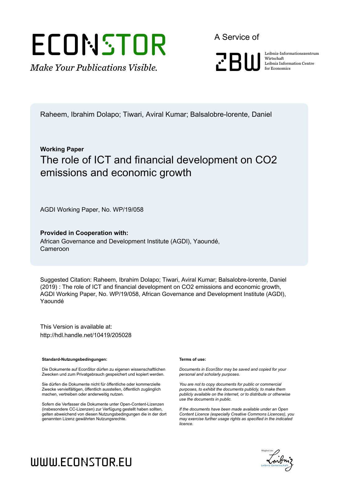 First page of The role of ICT and financial developmen