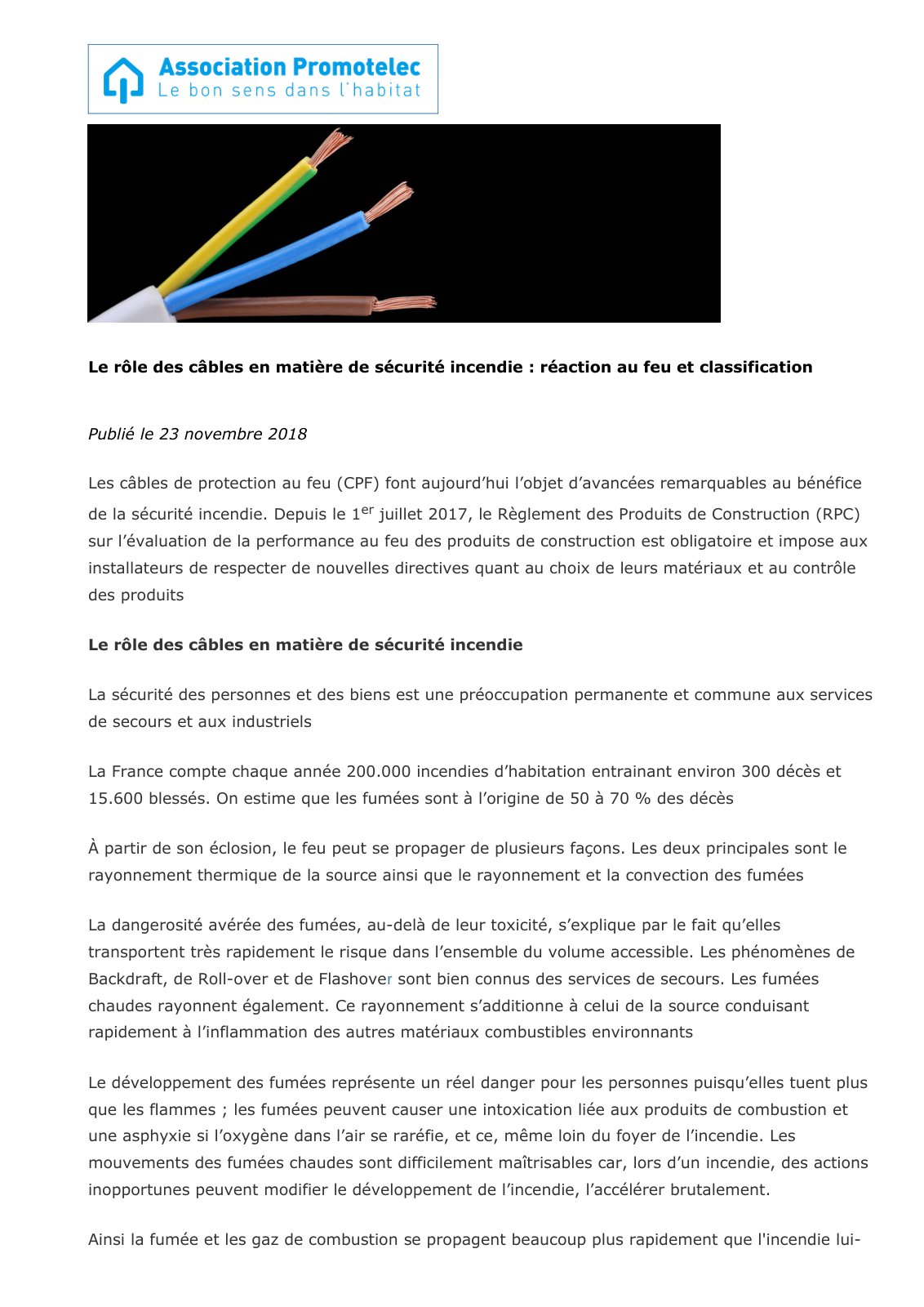 First page of cables feu