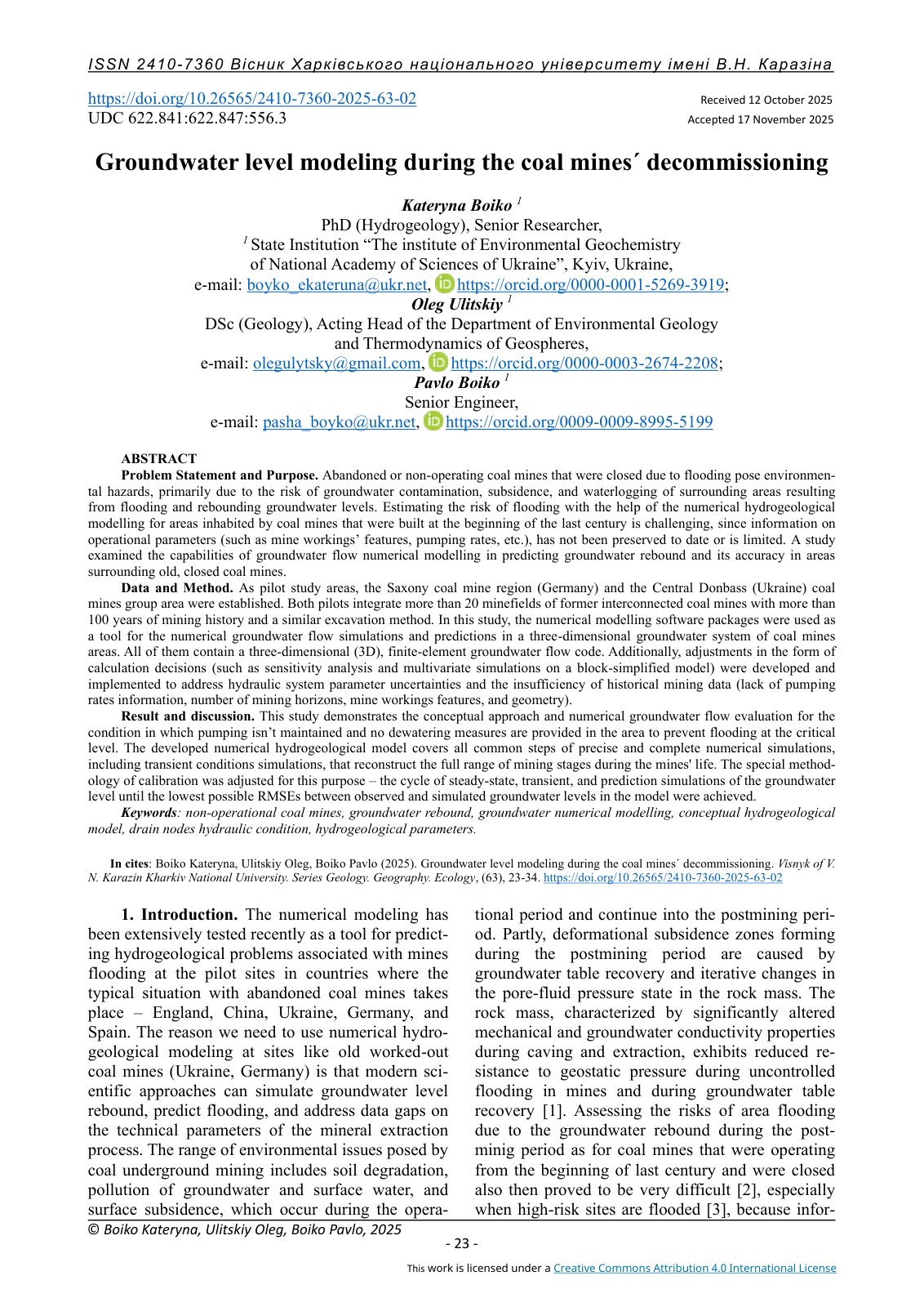 First page of Groundwater level modeling during the coal mines d (1)