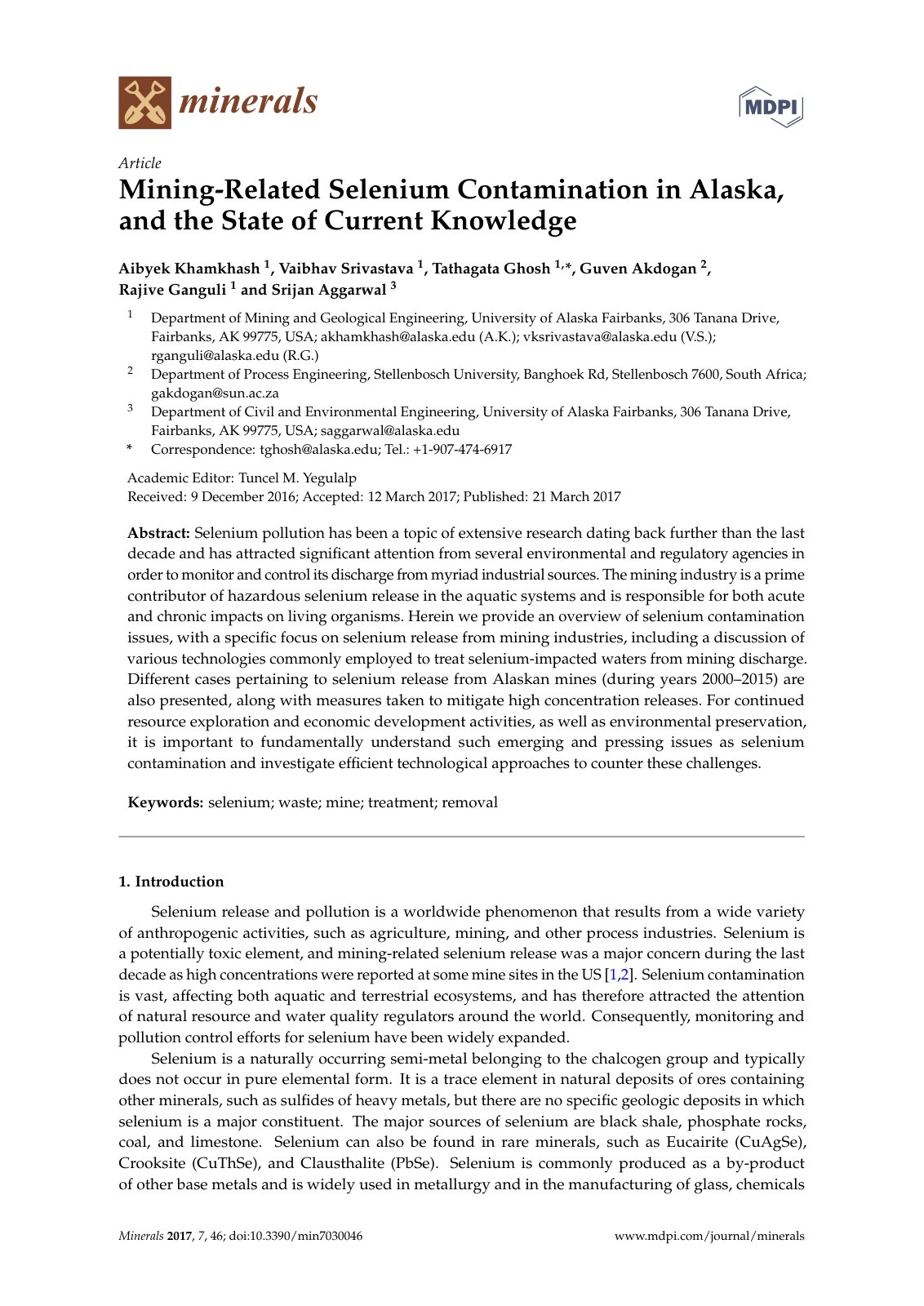 First page of Mining Related Selenium Contamination in
