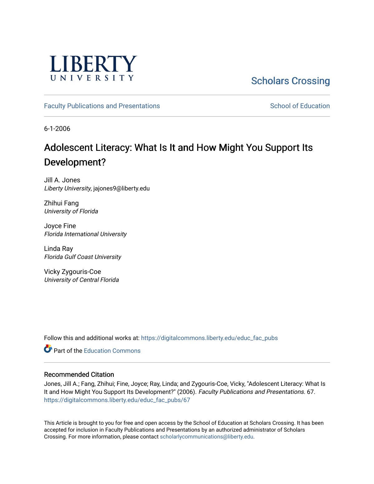 First page of Adolescent Literacy What Is It and How M