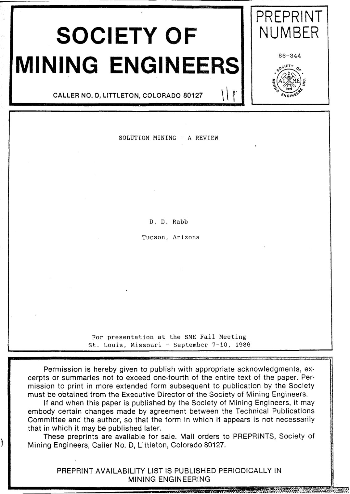 First page of Solution Mining   A review