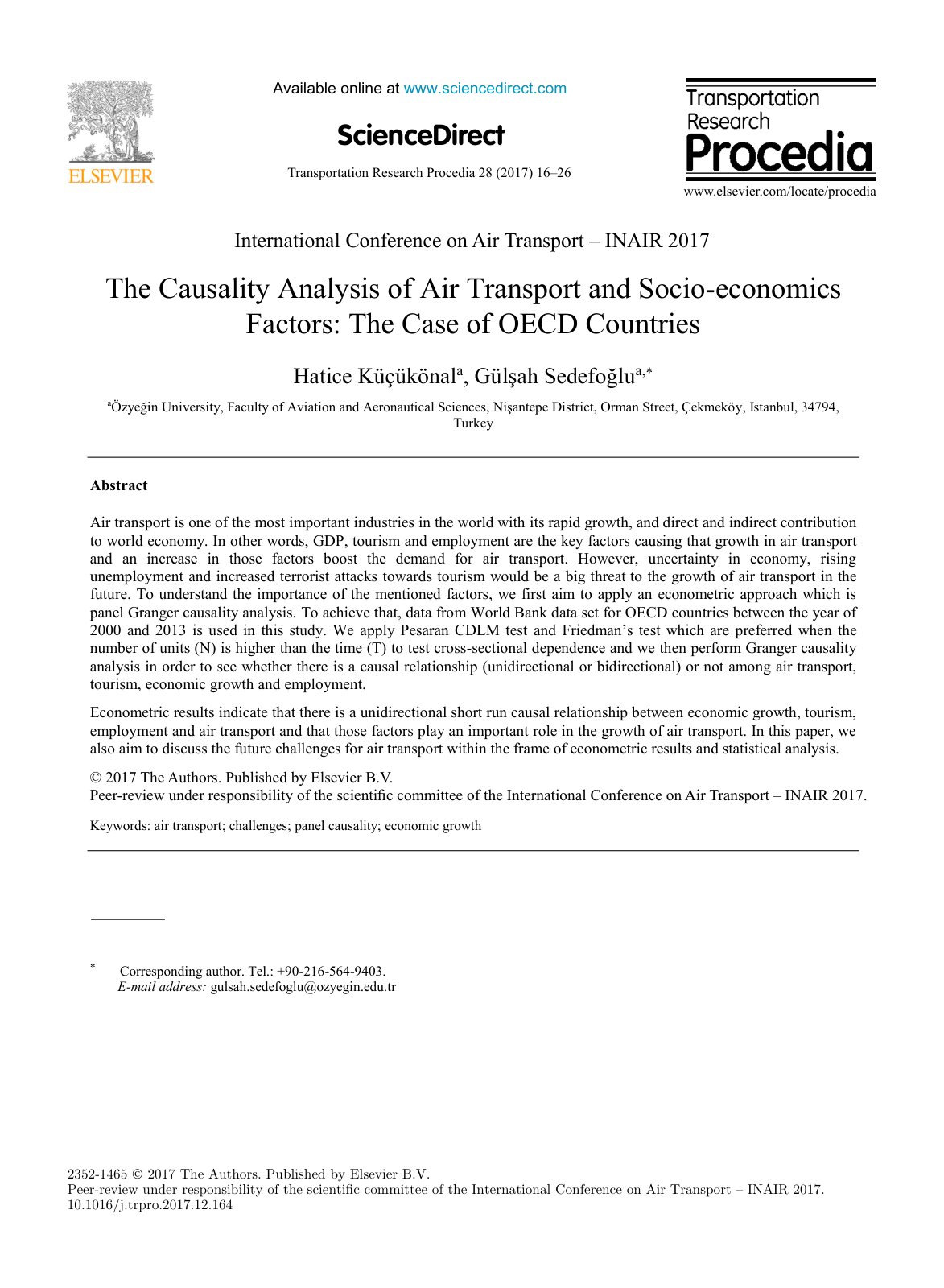 First page of The Causality Analysis of Air Transport