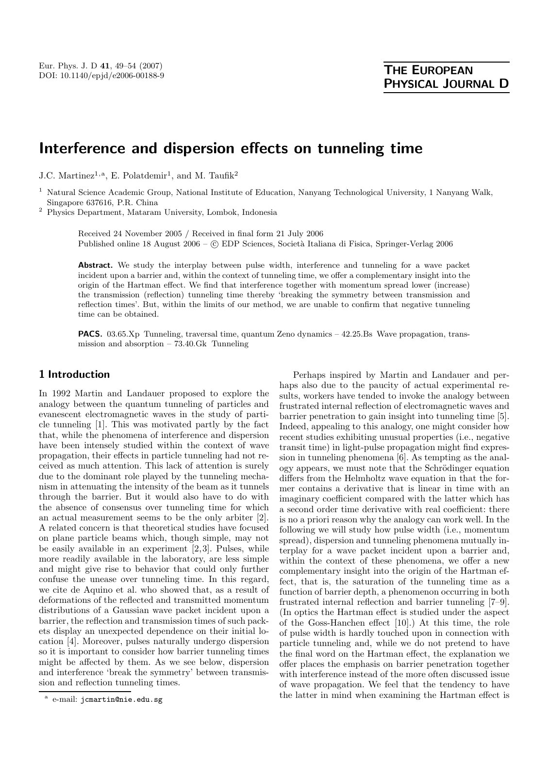 First page of Interference and dispersion effects on t