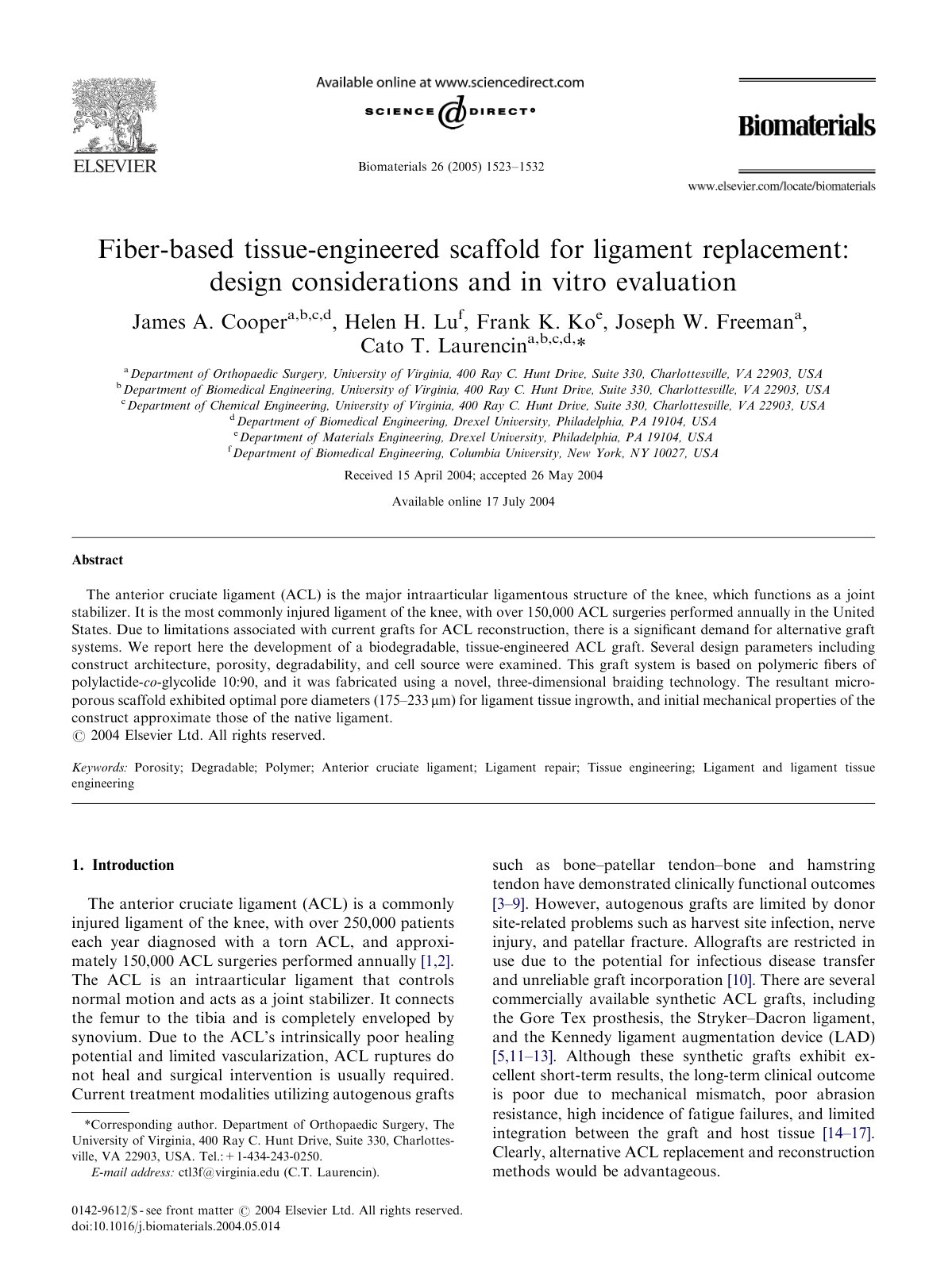 First page of Fiber based tissue engineered scaffold f