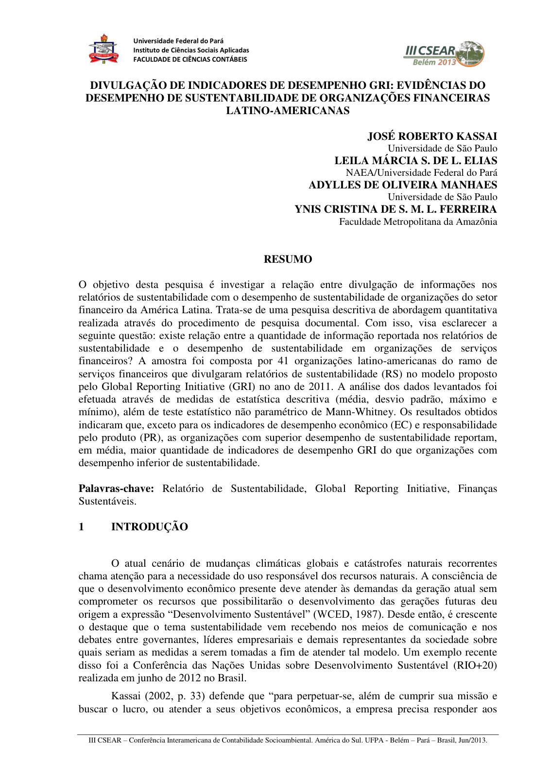 First page of DIVULGACAO DE INDICADORES DE DESEMPENHO