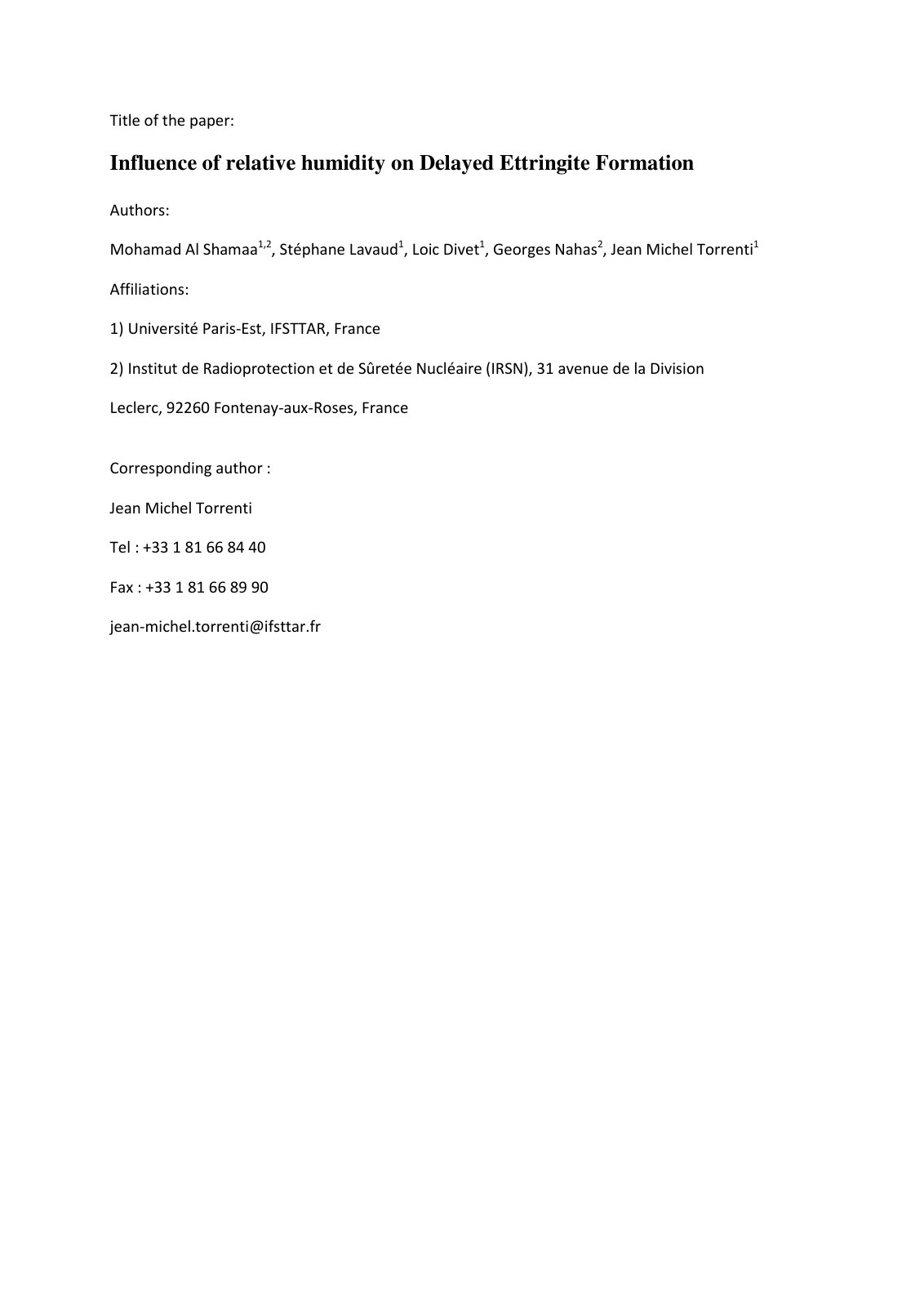 First page of Influence of relative humidity on delaye