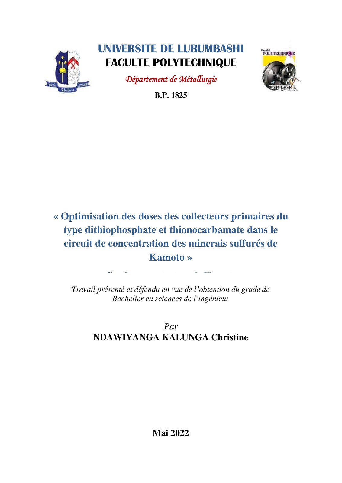 First page of Christy NDAWIYANGA   TFE