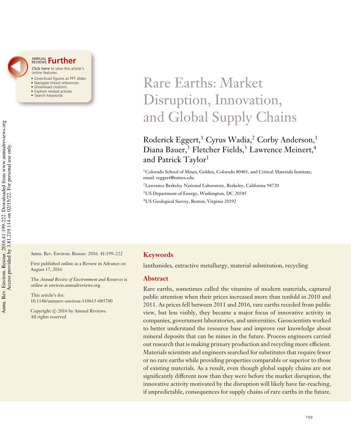 First page of Rare Earths Market Disruption Innovation