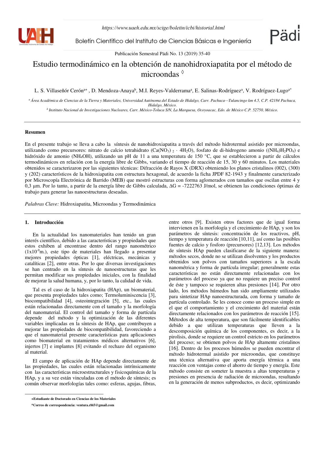 First page of Estudio termodinamico para la obtencion