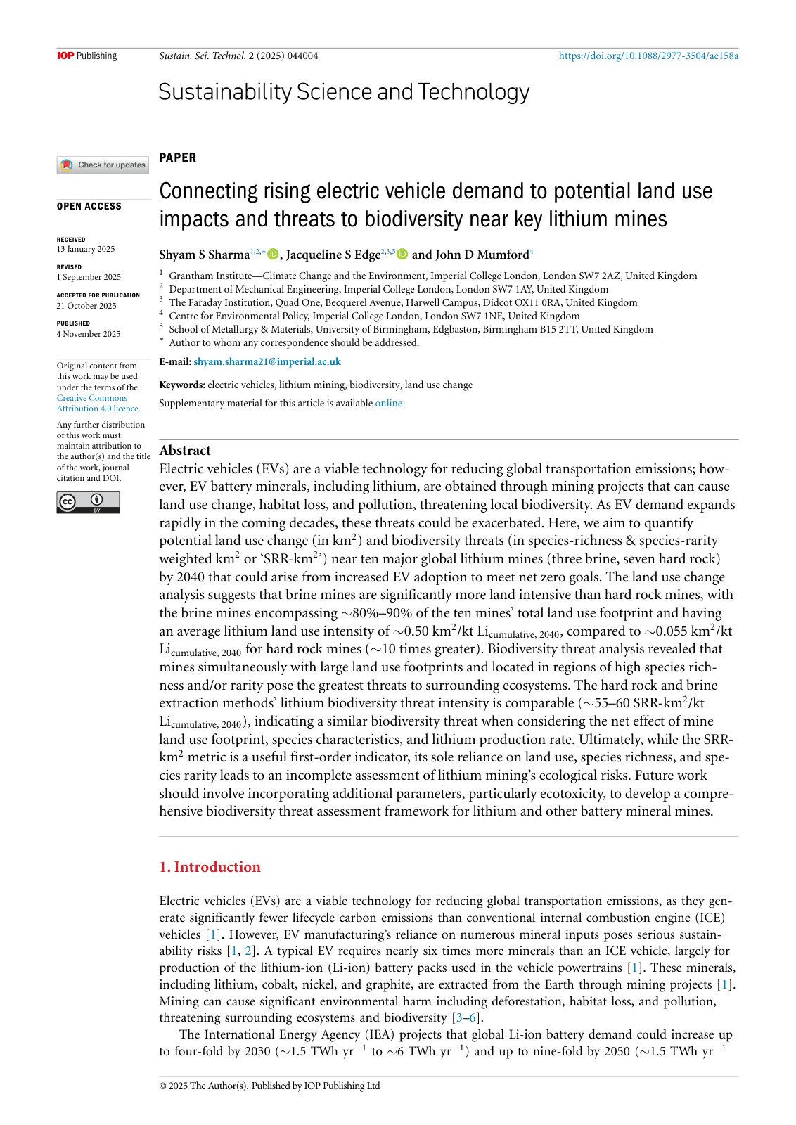 First page of Connecting rising electric vehicle demand to poten