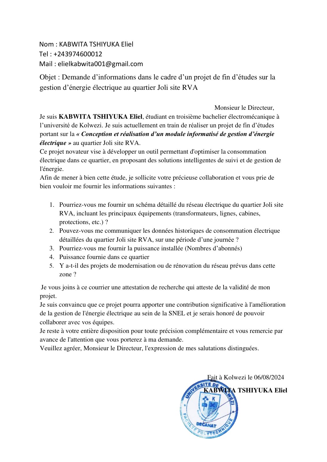 First page of major
