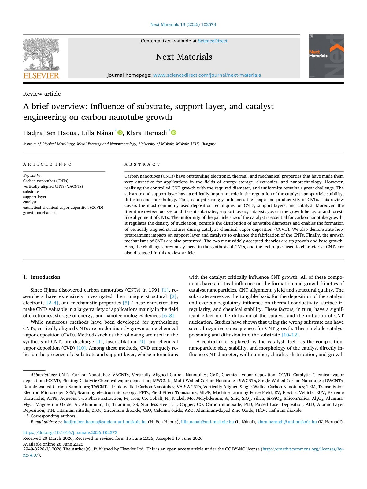 First page of A brief overview  Influence of substrate  support layer  and c 2026 Next Mat