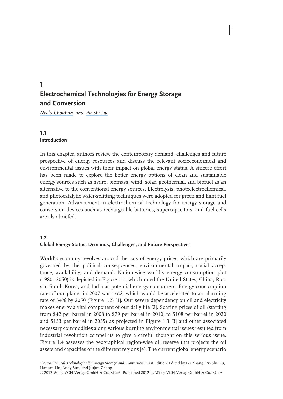 First page of Electrochemical Technologies for Energy Storage and Conversion