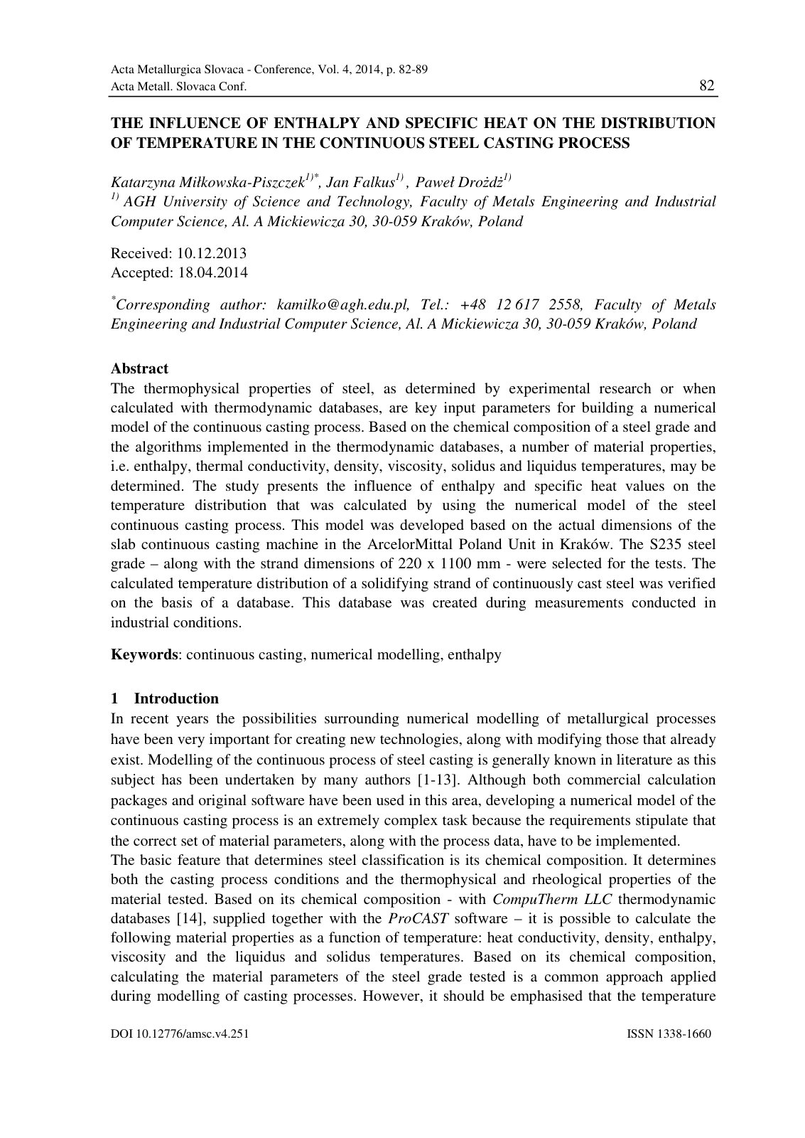 First page of The Influence of Enthalpy and Specific H