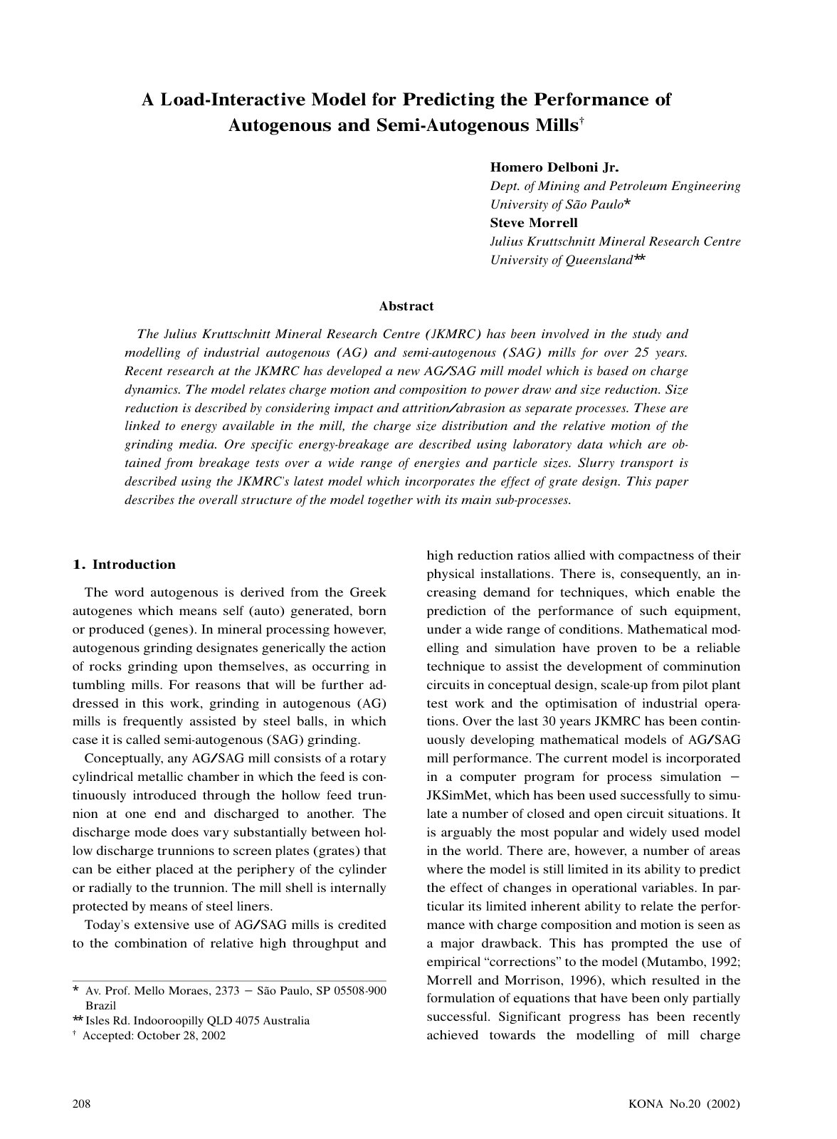 First page of delboni morrell