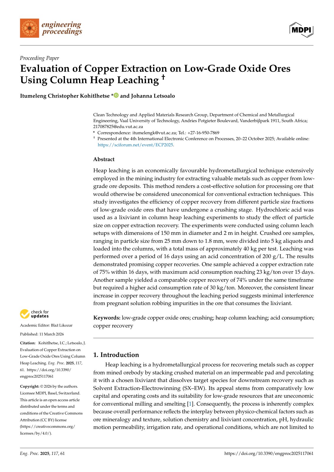 First page of 2026   Kohitlhetse   Copper Extraction by Column Heap Leaching