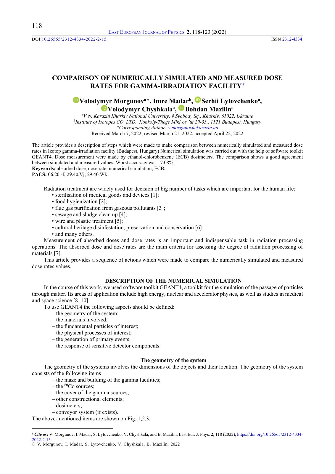 First page of Comparison of Numerically Simulated and
