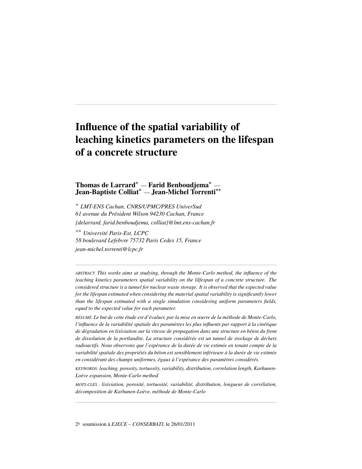 First page of Influence of the spatial variability of