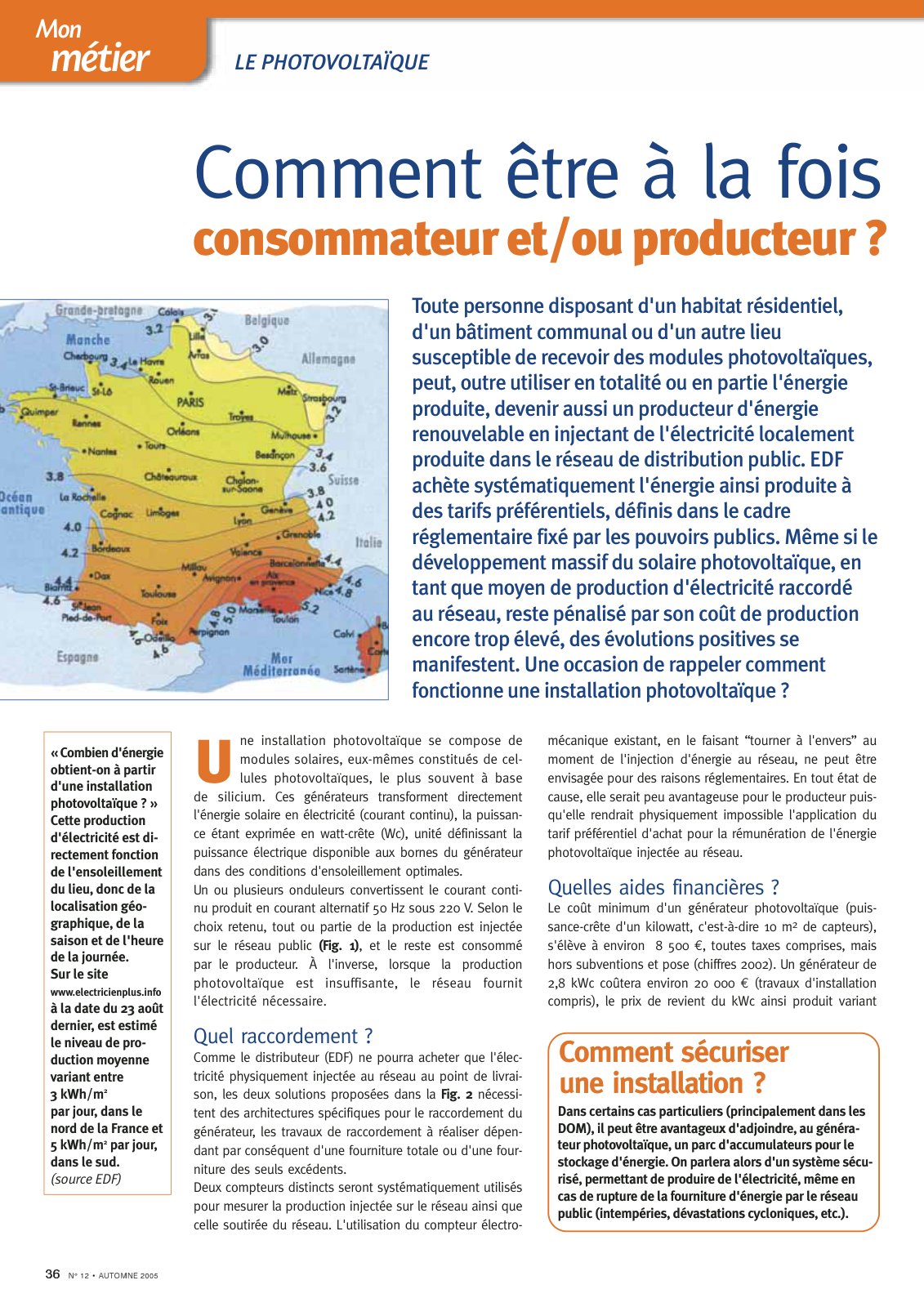 First page of métier LE PHOTOVOLTAÏQUE