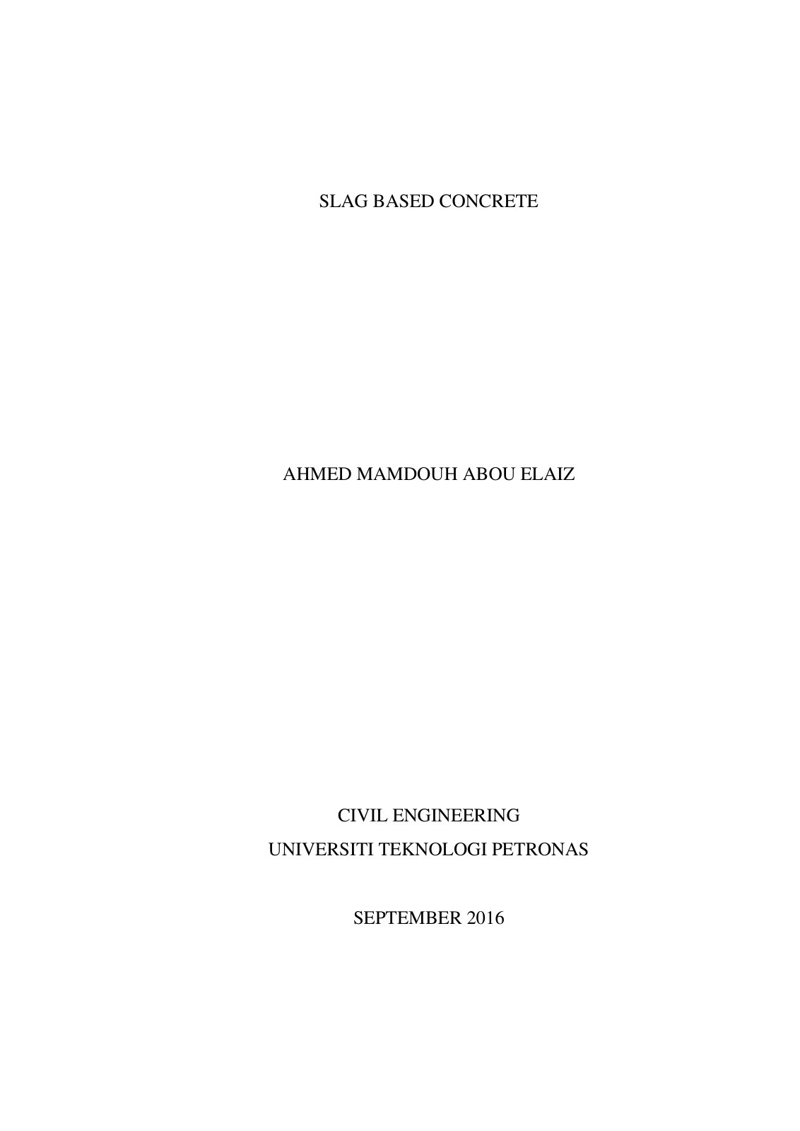First page of Slag Based Concrete