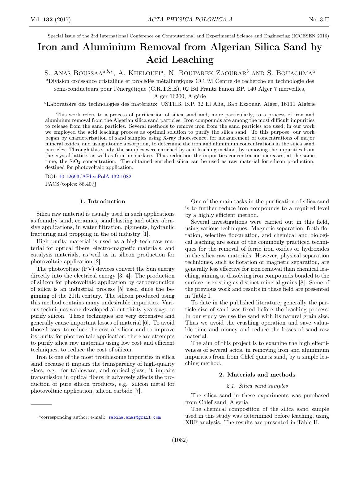 First page of Iron and Aluminium Removal from Algerian