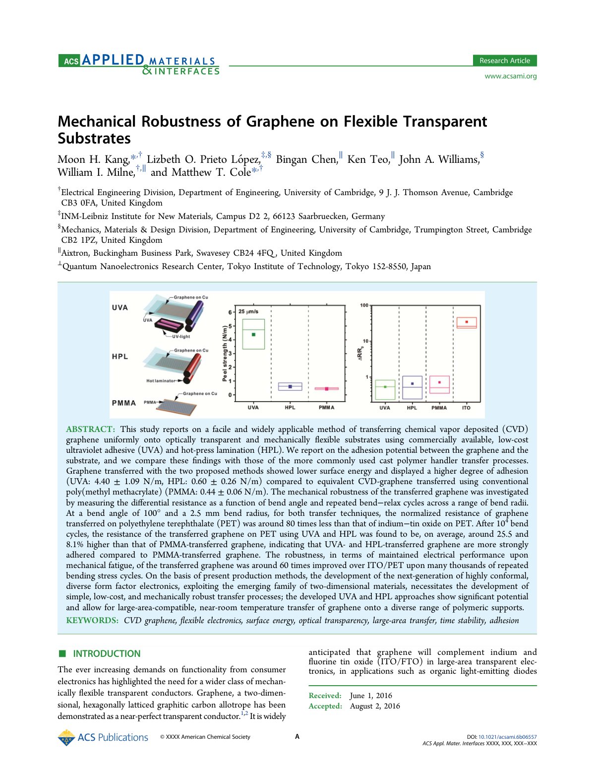 First page of Mechanical Robustness of Graphene on Flexible Transparent Substrates