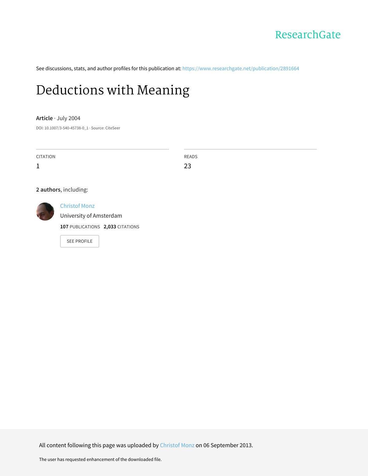 First page of Deductions with Meaning