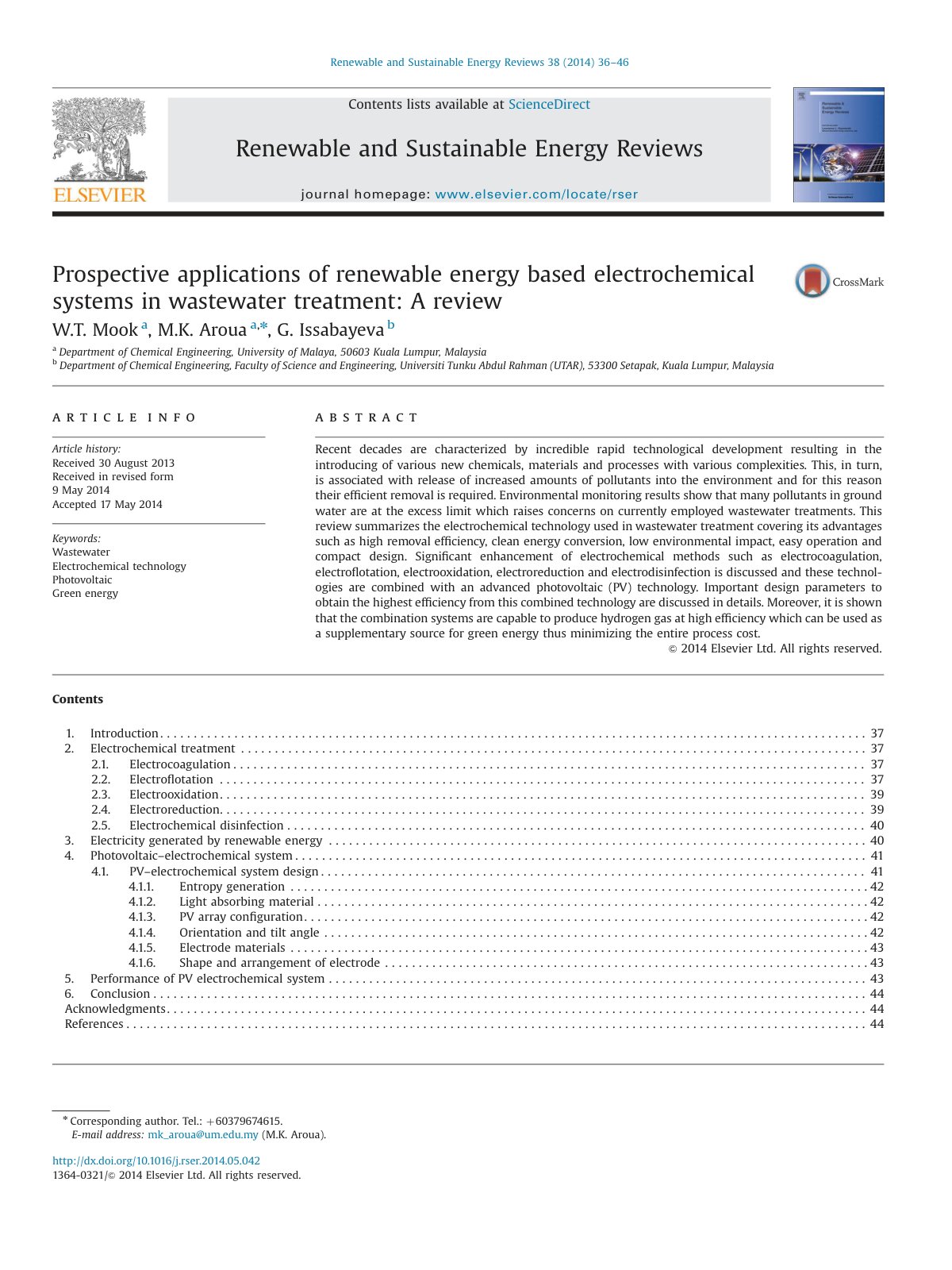 First page of prospective application of renewable ene