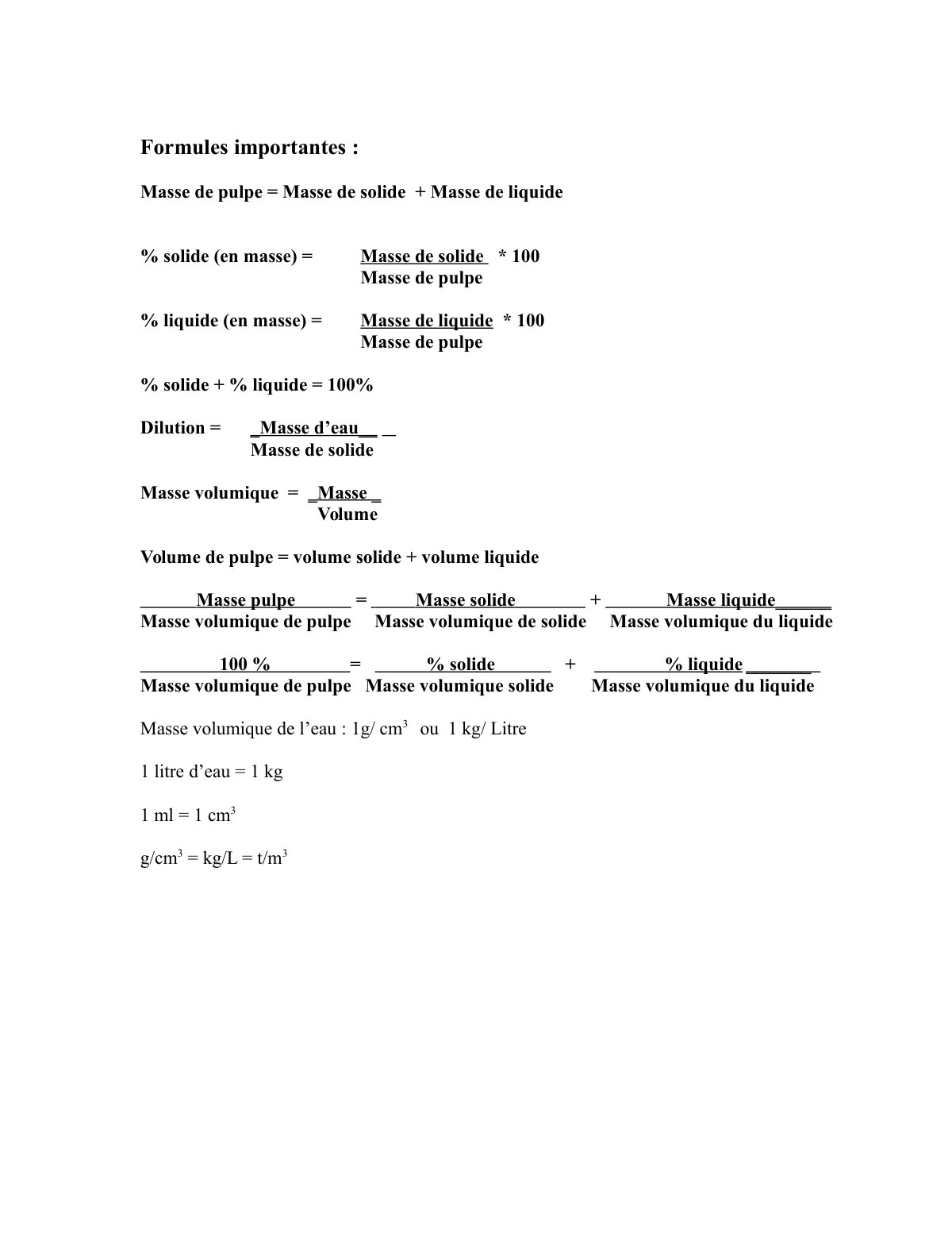 First page of 333039888 Formules importantes