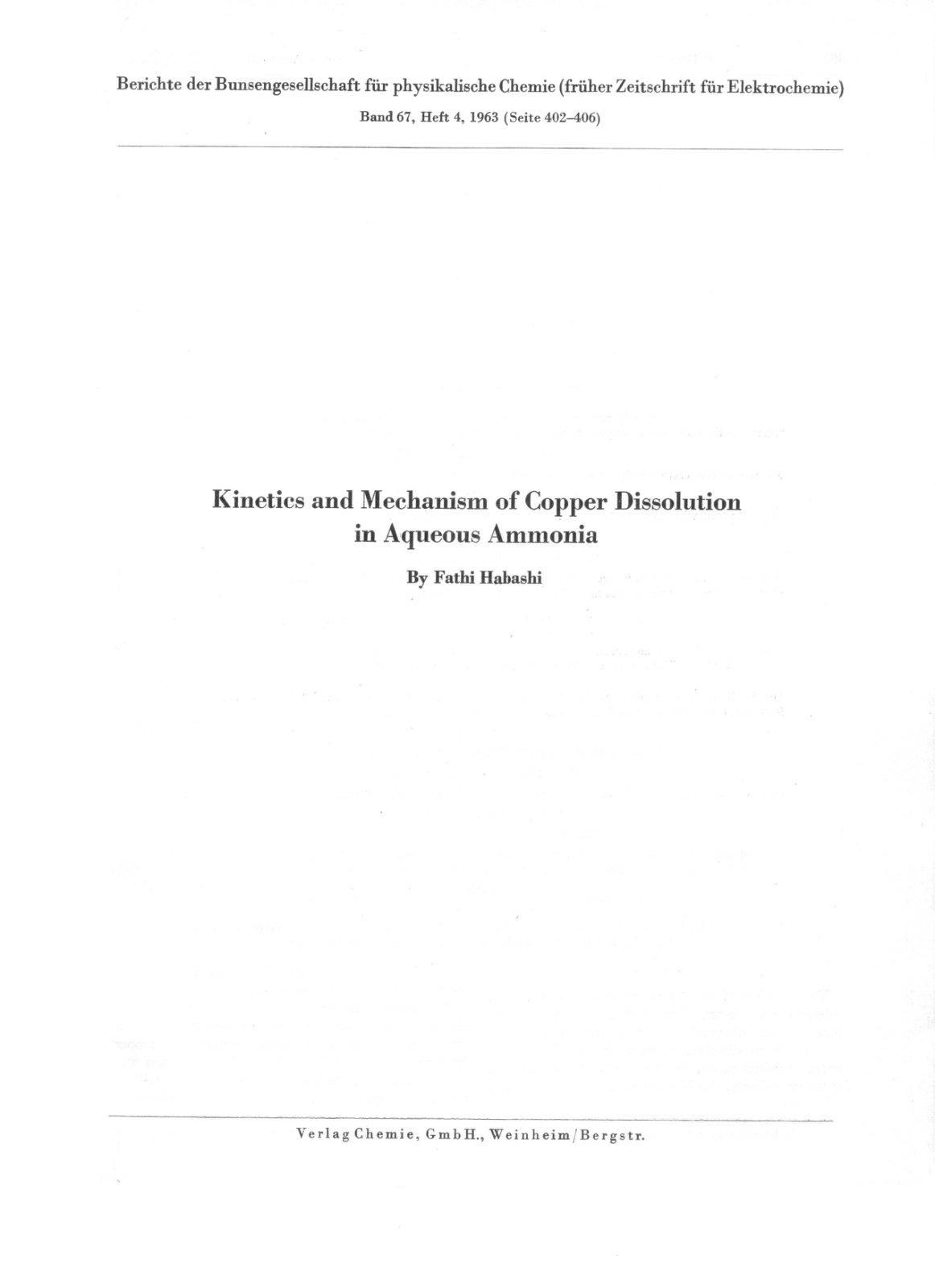 First page of Kinetics and Mechanism of Copper Dissolu