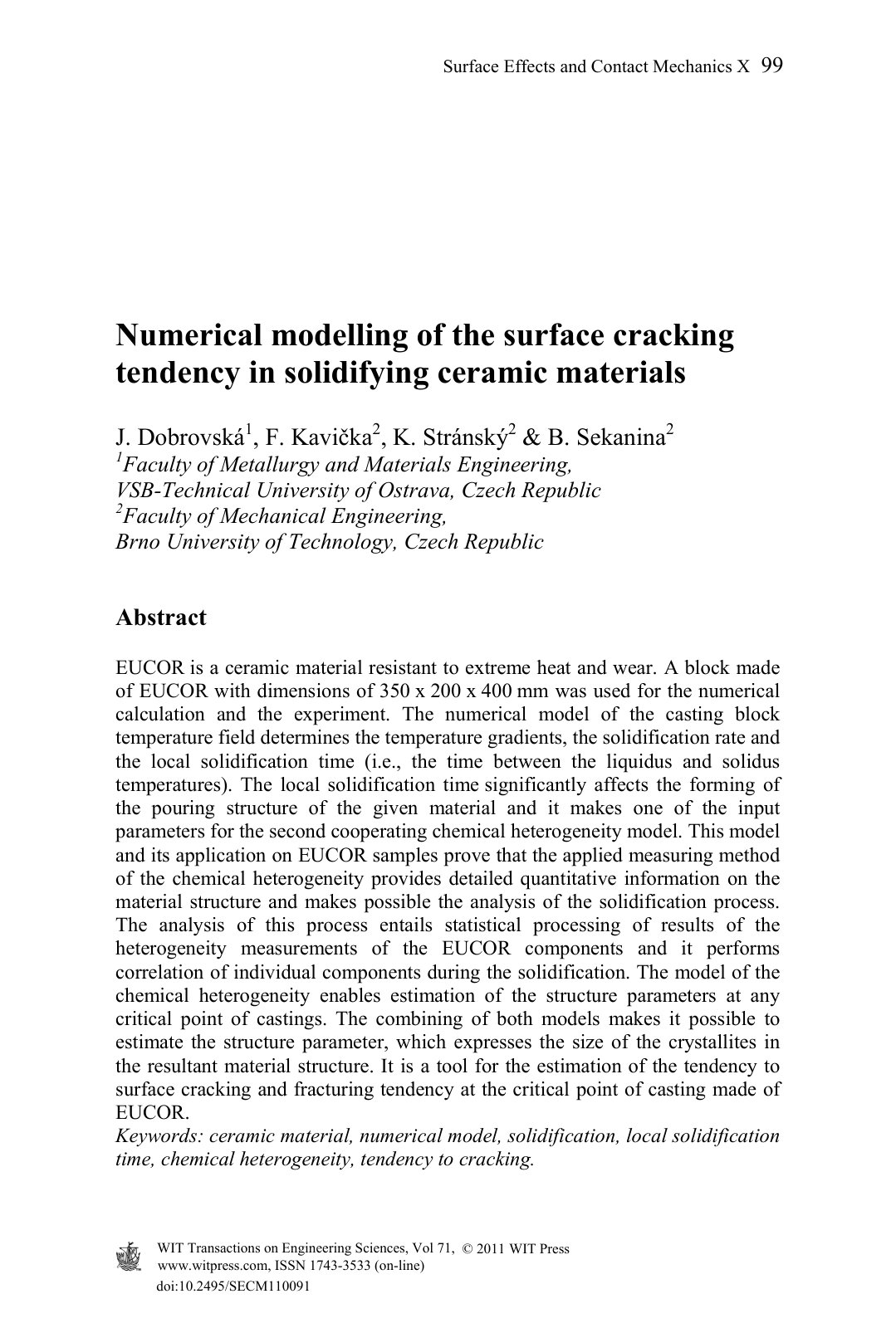 First page of Numerical modelling of the surface crack