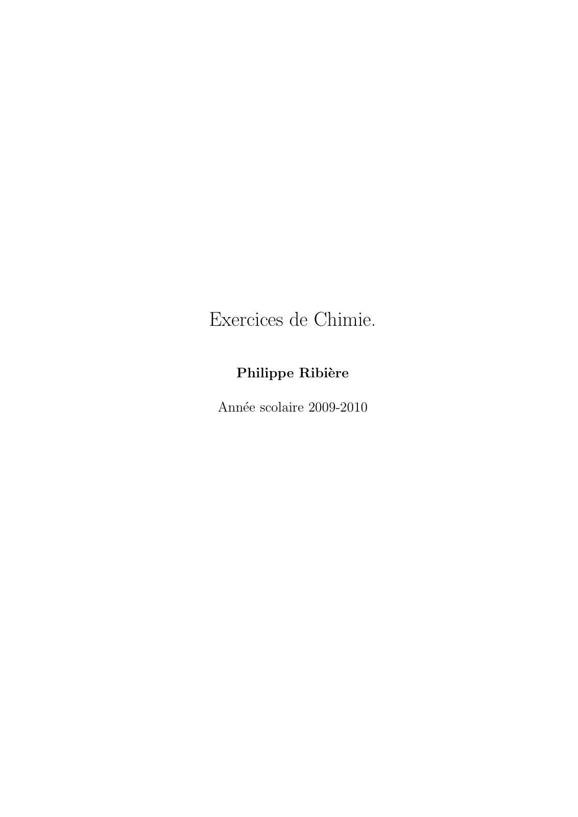 First page of Exercices de Chimie