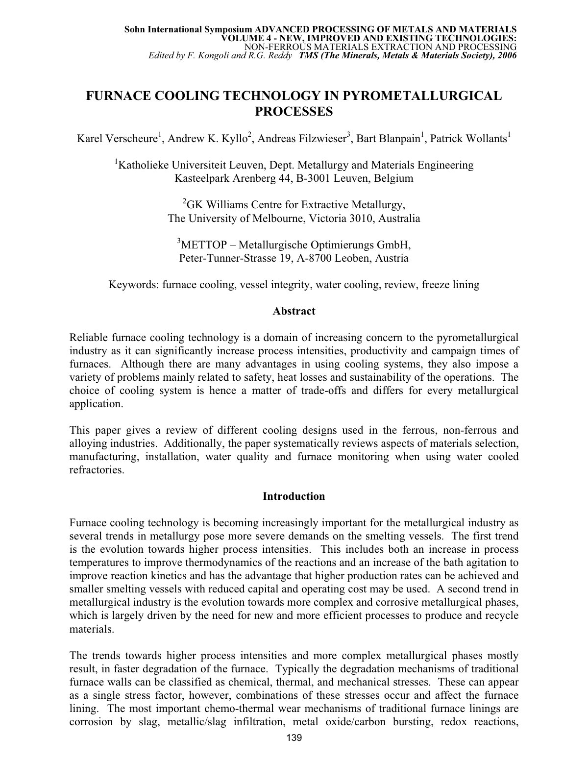 First page of Furnace cooling technology in pyrometall